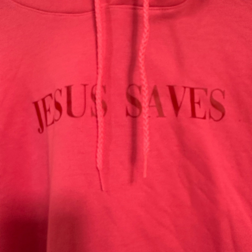 Pink Hoodie with 'Jesus Saves' Print